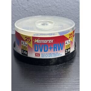 DVD-RW 25 BLANK DVD'S Memorex 120 minute video, 4.7 GB, FOR PC or HOME VIDEO